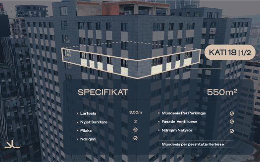 18th Floor – 545 m² Office for RENT in Pejton, Pristina