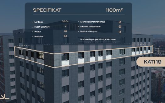 Etage 19 – 1.100 m² Bürofläche zur #MIETE in Pejton, Pristina