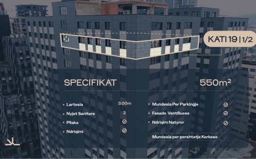 Etage 19 – 545 m² Büro zu #MIETEN in Pejton, Pristina