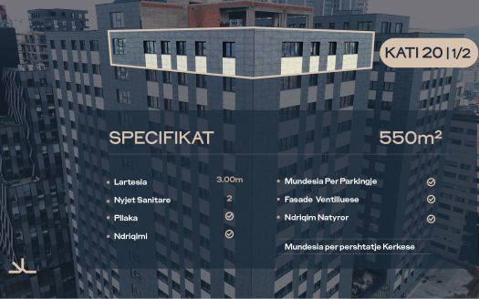 Etage 20 – Büro 545 m² zur #MIETE in Pejton, Pristina