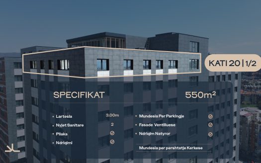 Etage 20 – 550m² Bürofläche zur #MIETE in Pejton, Pristina<br/>